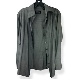 Dana Buchman Women's Dress Shirt Long Sleeve Gray 100% Silk Size 2- EUC